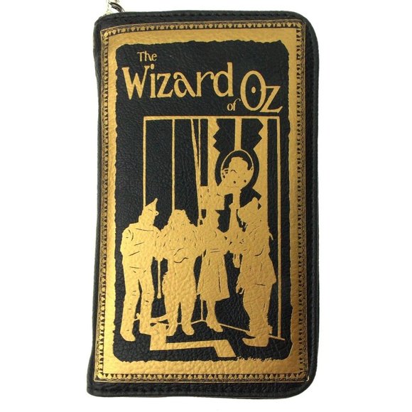 Wizard of Oz Wallet Wristlet Black Gold Zip Up Gift No Place Like Home Purse - Picture 2 of 5